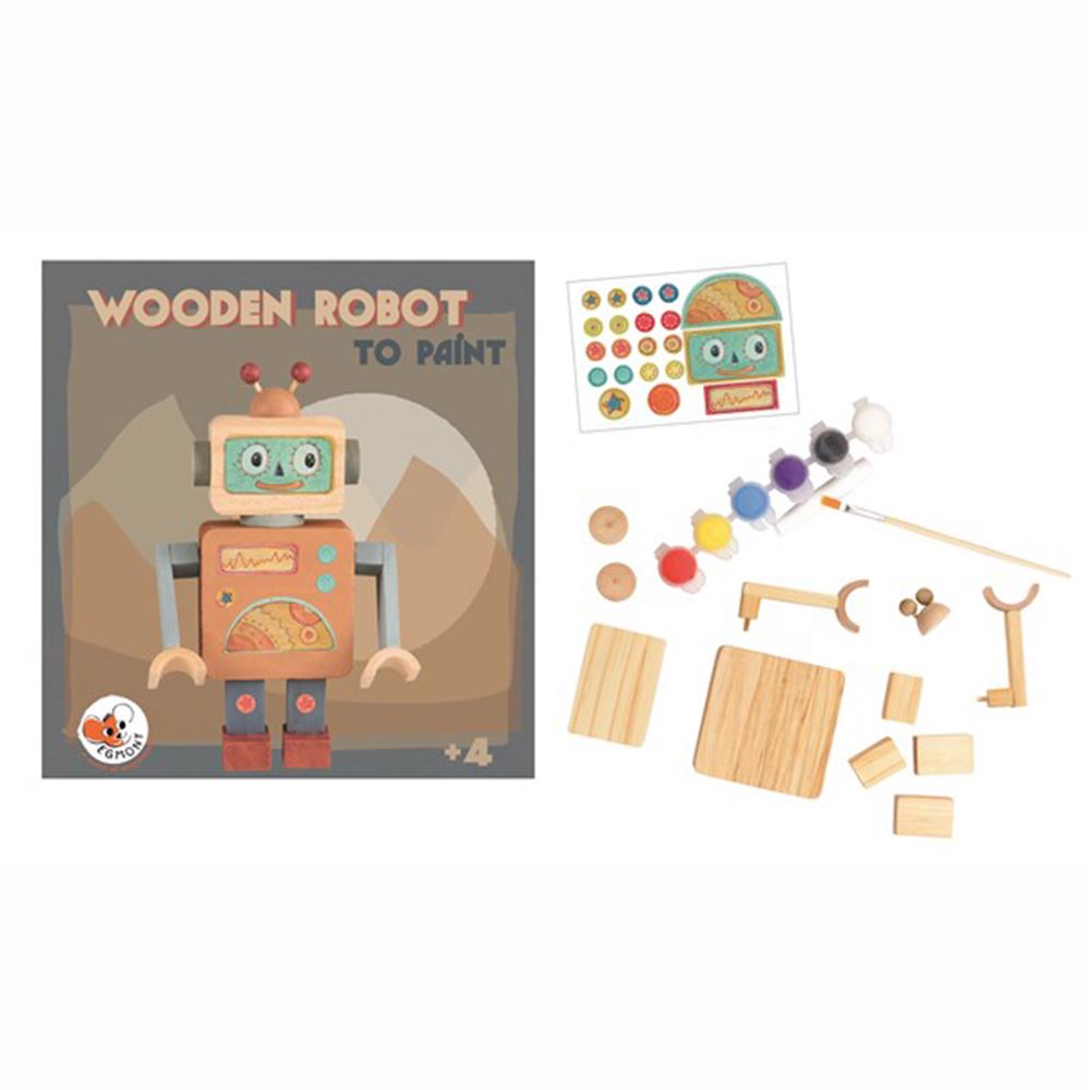 Kit artigianale robot in legno. 20x20x4cm.
