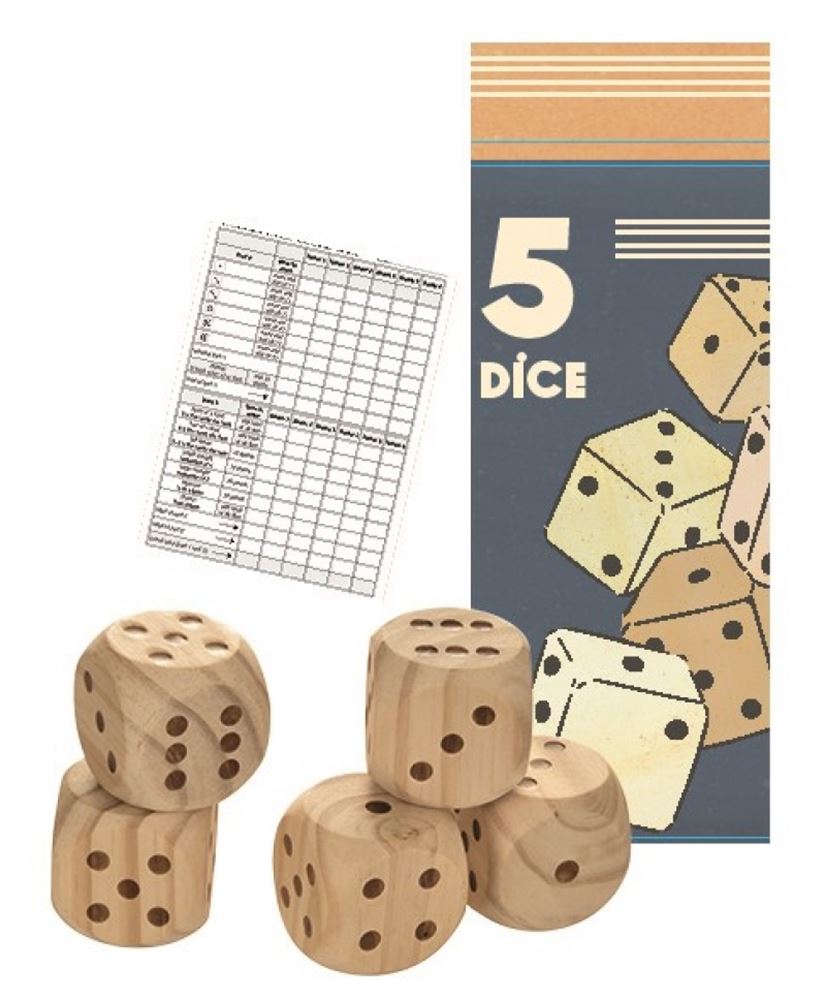 5 dadi di legno. 5+35 cm