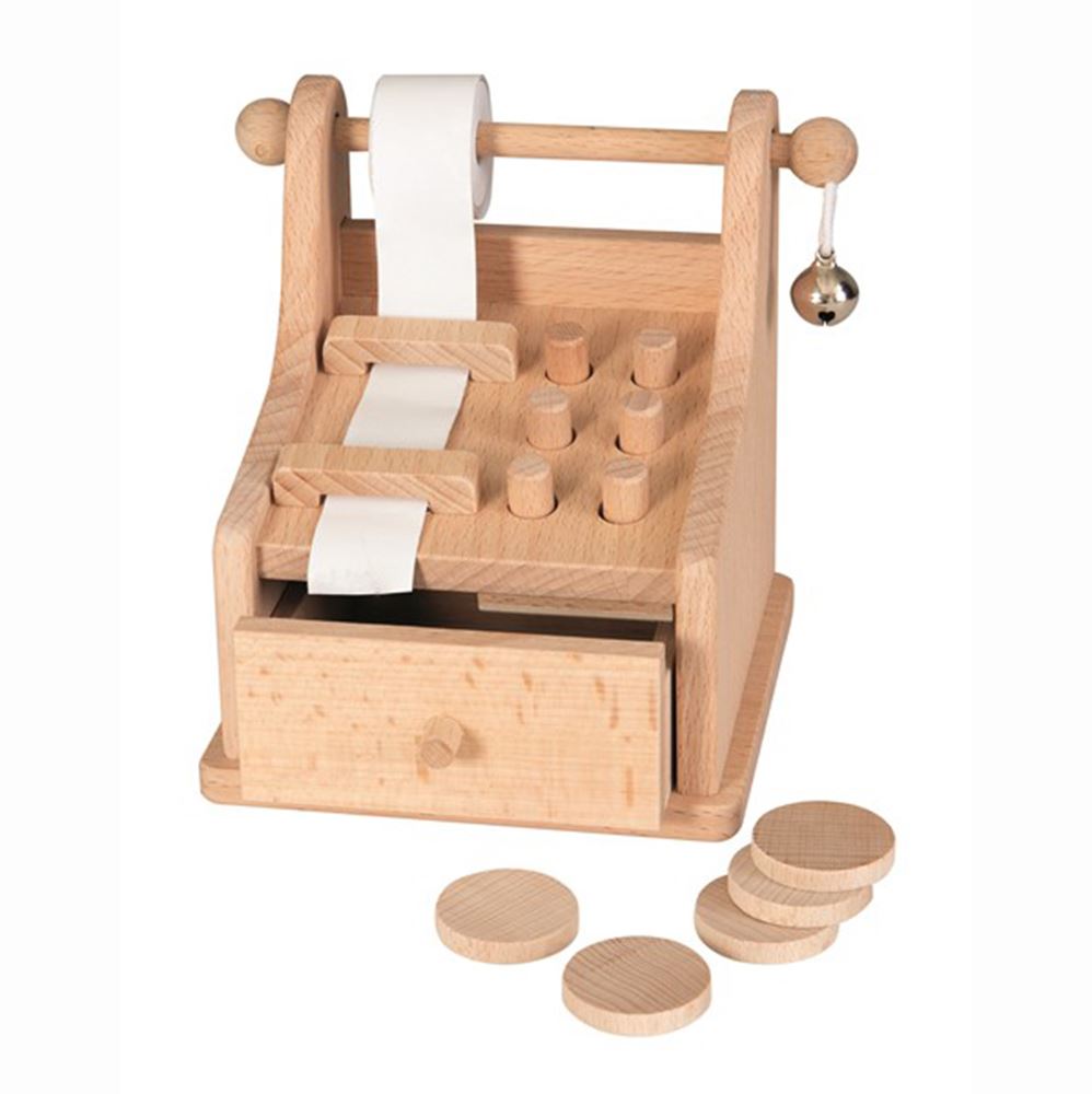 Registratore di cassa in legno Egmont. 12x12x14 cm. 3+