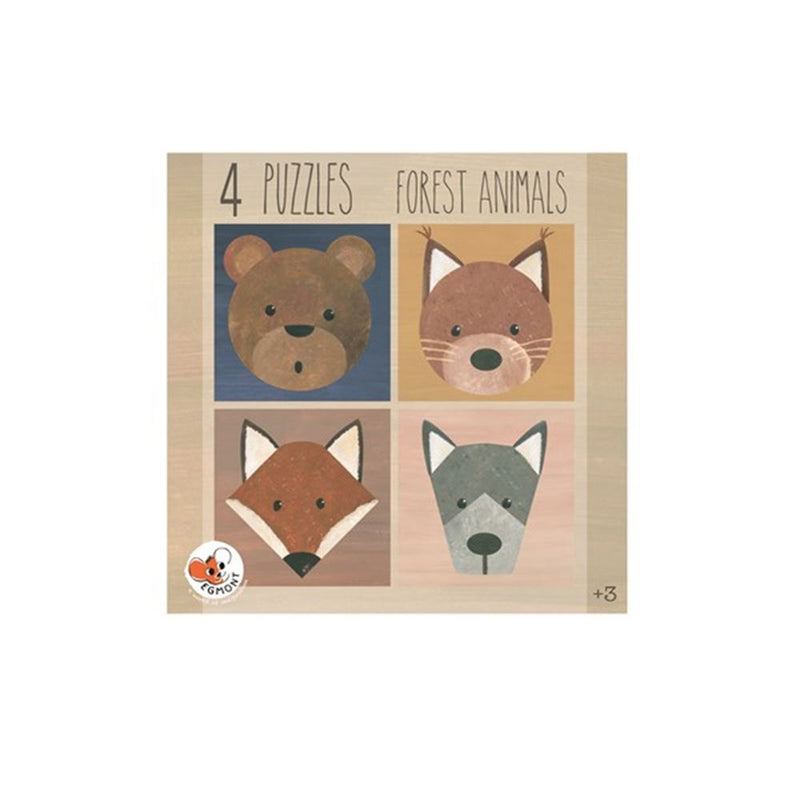 4 puzzle animali del bosco 3+ 23x23x4 cm