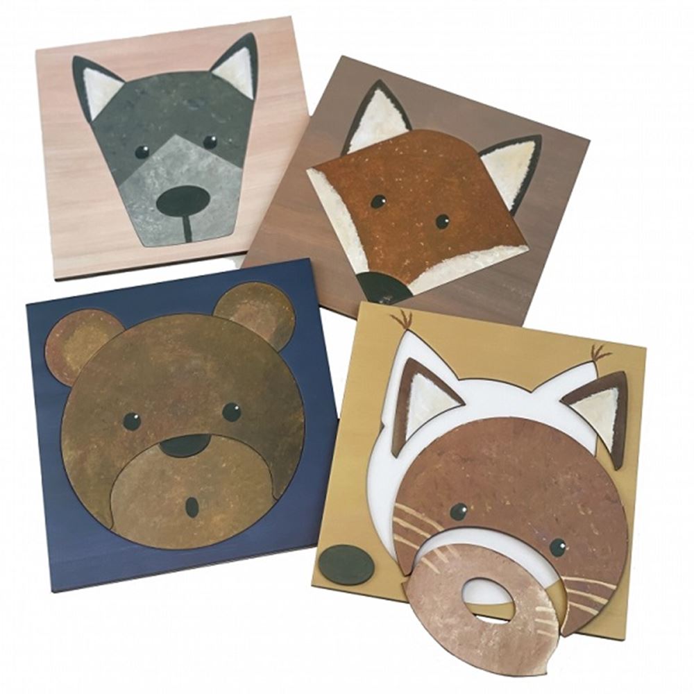 4 puzzle animali del bosco 3+ 23x23x4 cm