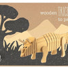 Triceratops de madera para pintar. 22x7x5