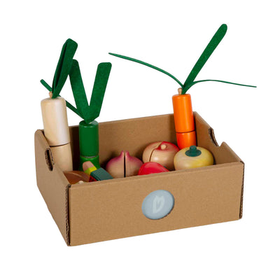 Verdure tagliate in legno a piede piccoli giocate fresche, 14dlg.