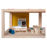 House per bambole in legno con mobili - afbeelding 3