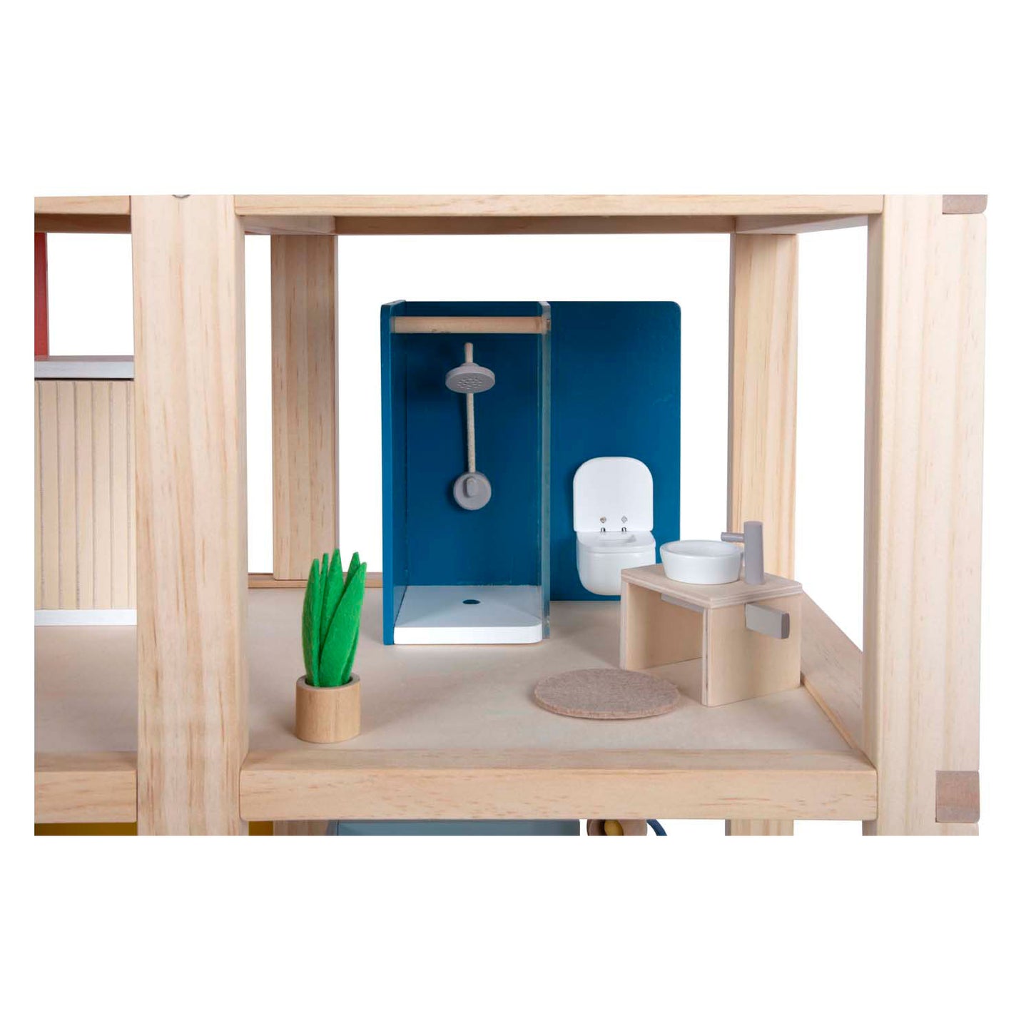House per bambole in legno con mobili