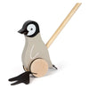 Pequeño pingüino de figura de empuje de madera de pie