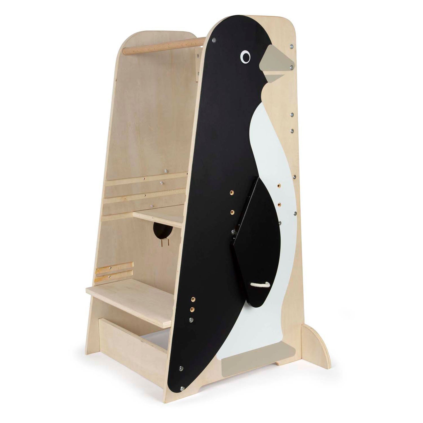 Penguin selvaggio Torre di apprendimento in legno di piccoli piedi, 92 cm