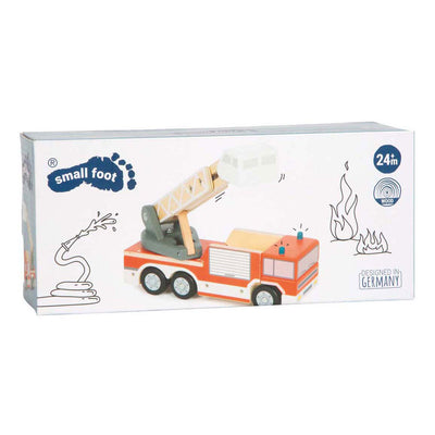 Piccole piede - camion dei pompieri in legno con scala rotante