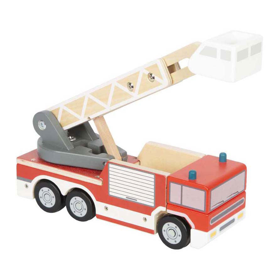 Piccole piede - camion dei pompieri in legno con scala rotante