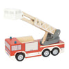 Pie pequeño - camión de bomberos de madera con escalera giratoria