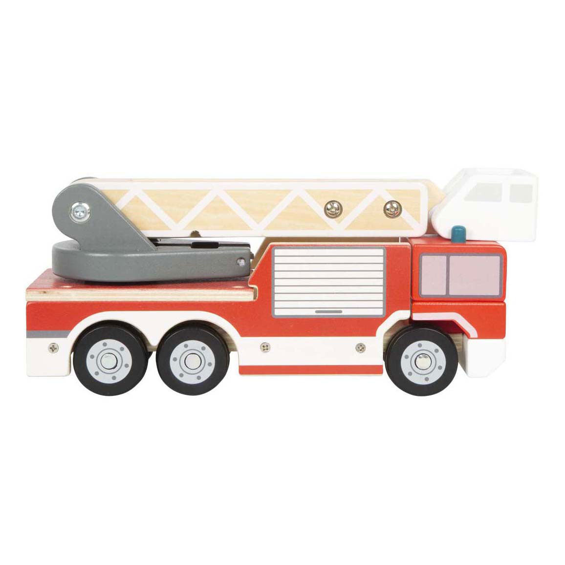 Piccole piede - camion dei pompieri in legno con scala rotante