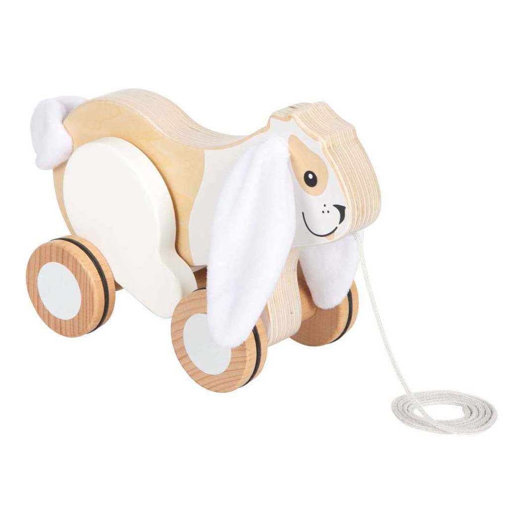 Piccole piede - coniglio in legno trekk con orecchie scoppiettanti