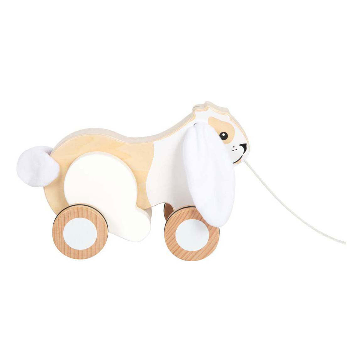 Piccole piede - coniglio in legno trekk con orecchie scoppiettanti