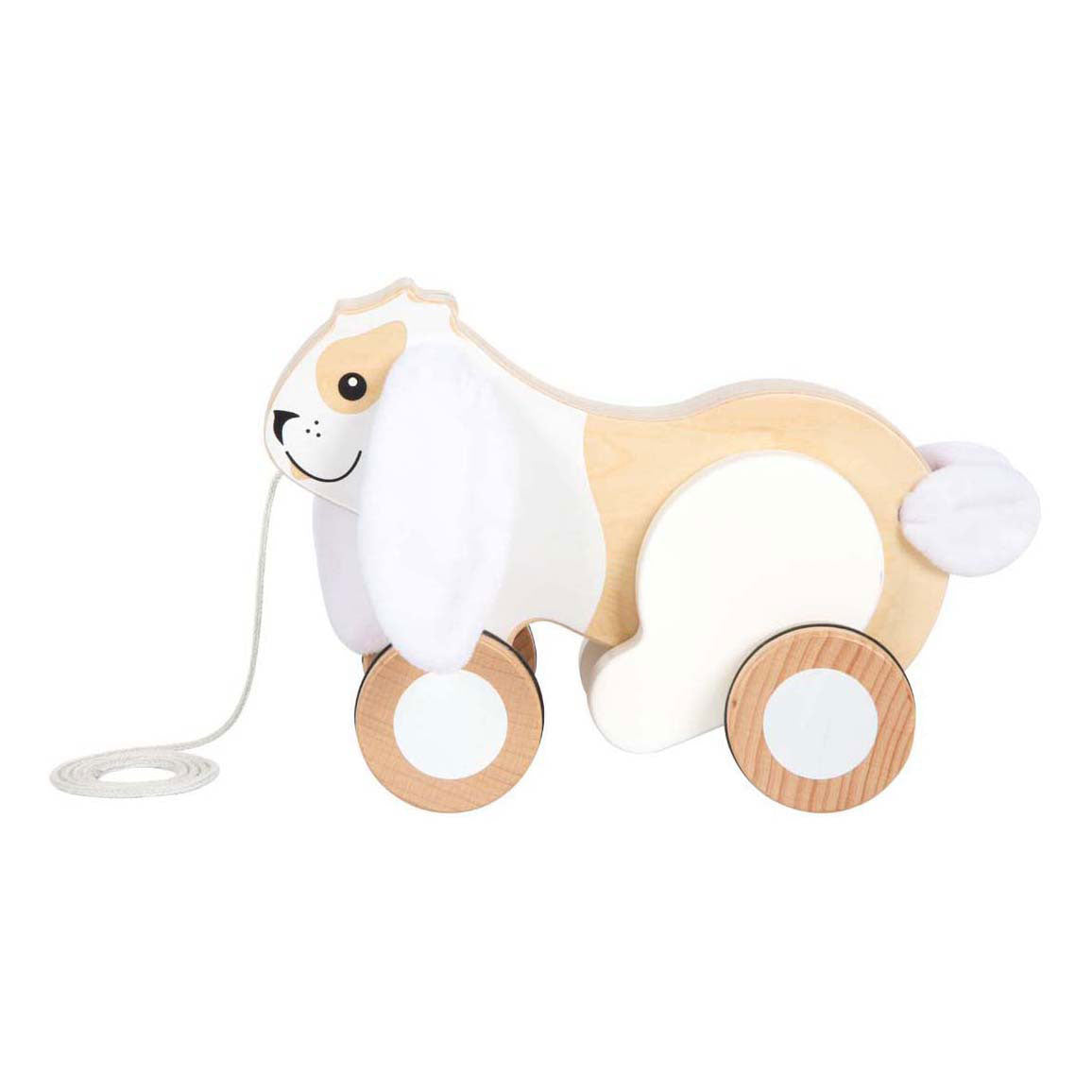 Piccole piede - coniglio in legno trekk con orecchie scoppiettanti