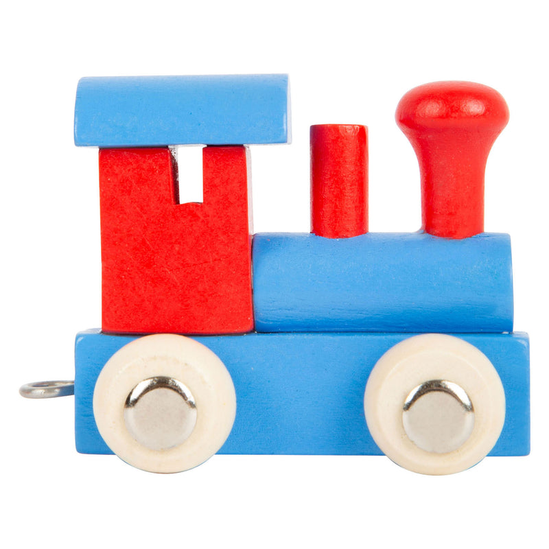 Pie pequeño - locomotora de fuente de madera azul rojo - 12