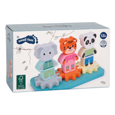 Small foot - wooden stacking game with gears jungle friends fsc