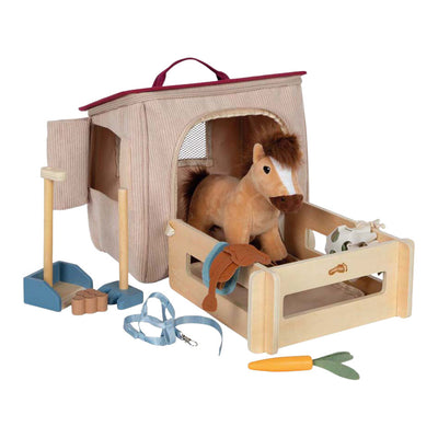 Set da gioco Small Foot - Cavallo con stalla e accessori in borsa