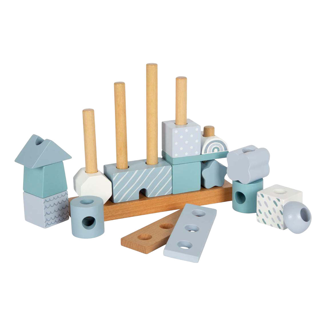 Small foot - Casetta impilabile in legno blu - 18 pz.