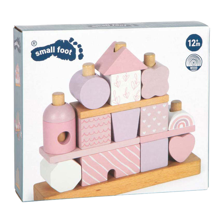 Small foot - Casetta impilabile in legno rosa - 18 pz.