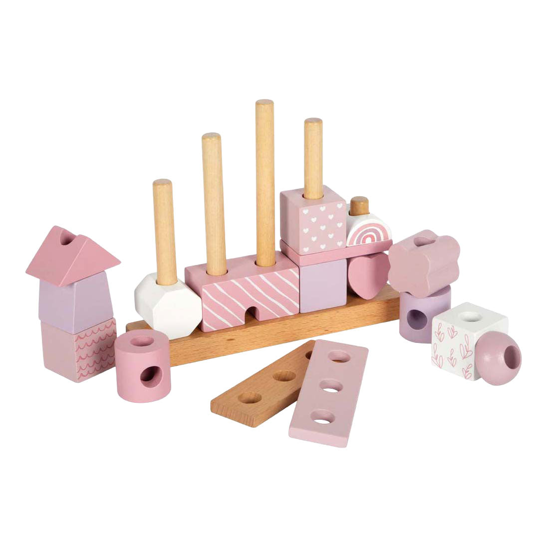 Small foot - Casetta impilabile in legno rosa - 18 pz.