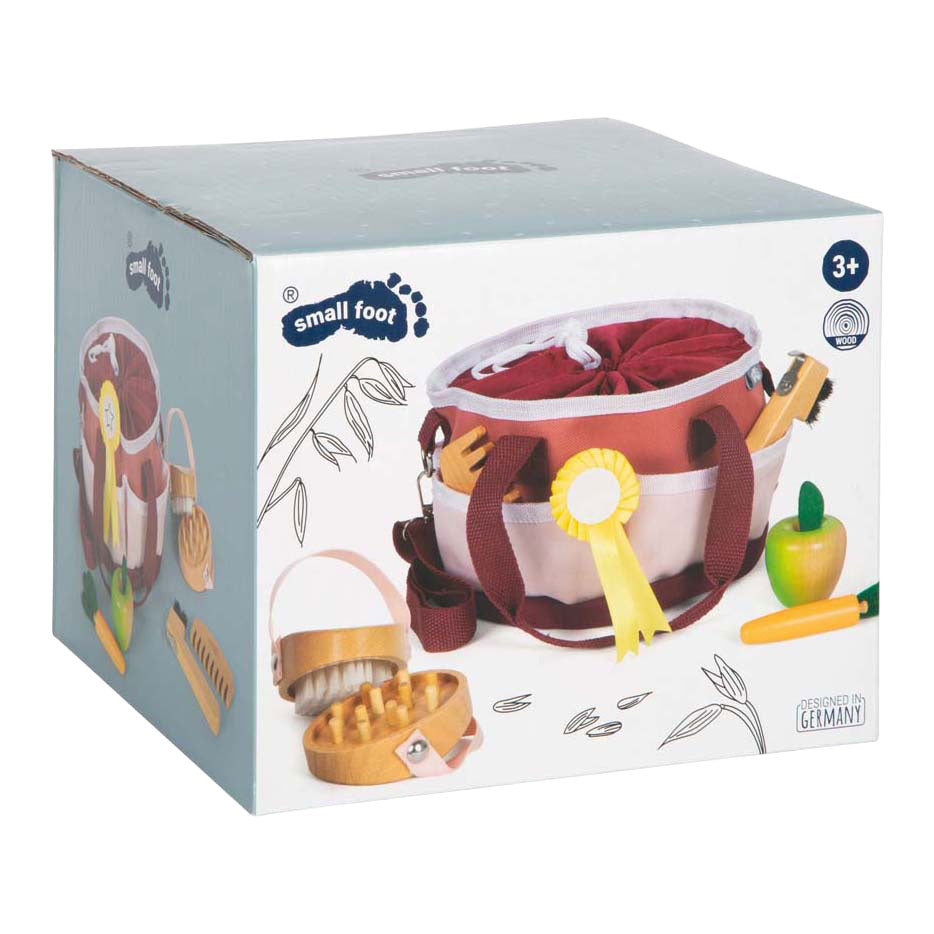 Small foot - set de cuidado de caballos con bolsa rojo