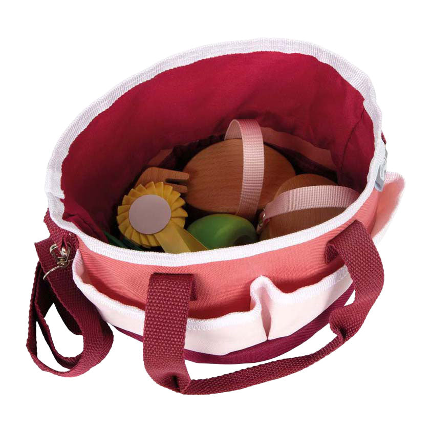 Small foot - set de cuidado de caballos con bolsa rojo