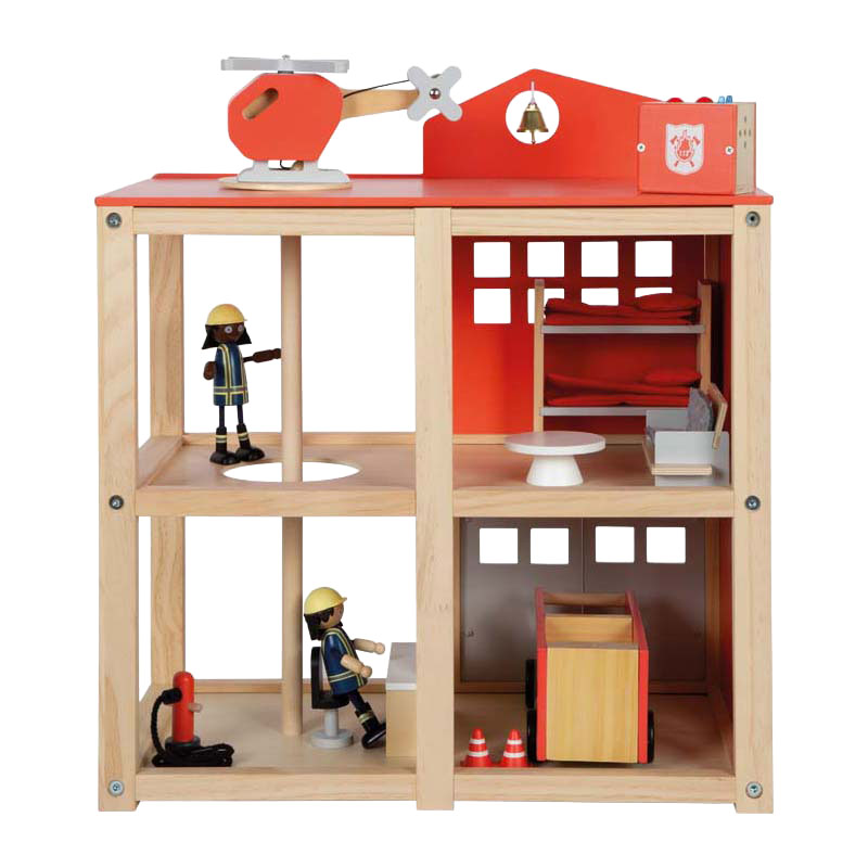 Small foot - caserma dei vigili del fuoco grande in legno con accessori