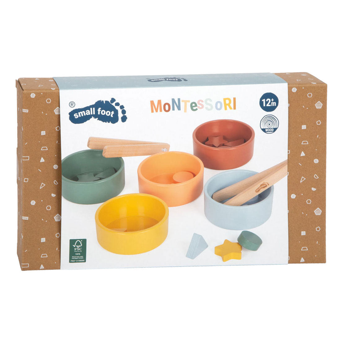 Small foot - Gioco Montessori di smistamento in legno con pinze