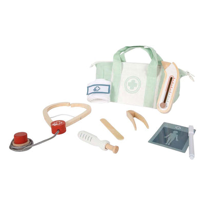 Small foot - set de juego con maletín de médico verde salvia - 8 piezas.