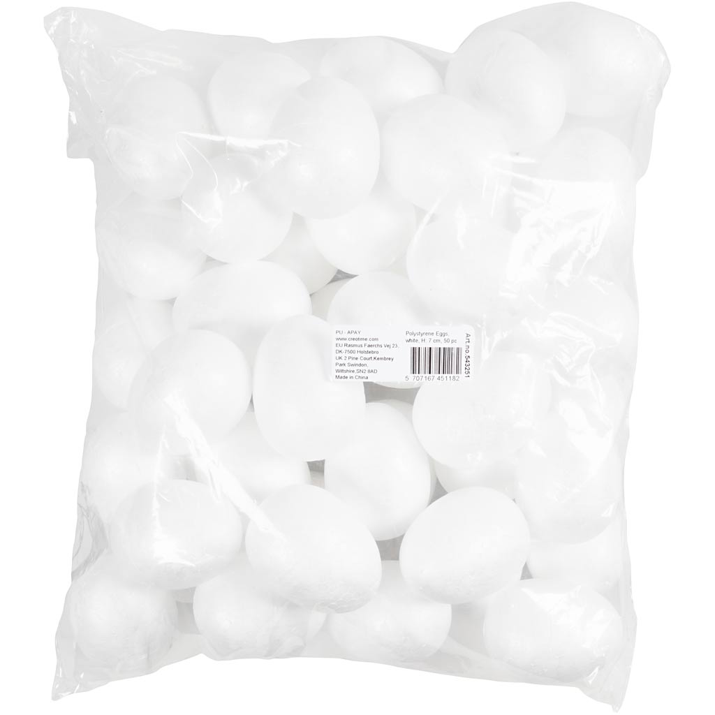 Huevos de empresa Creativ, h: 7 cm, blanco, 50 piezas 1 caja