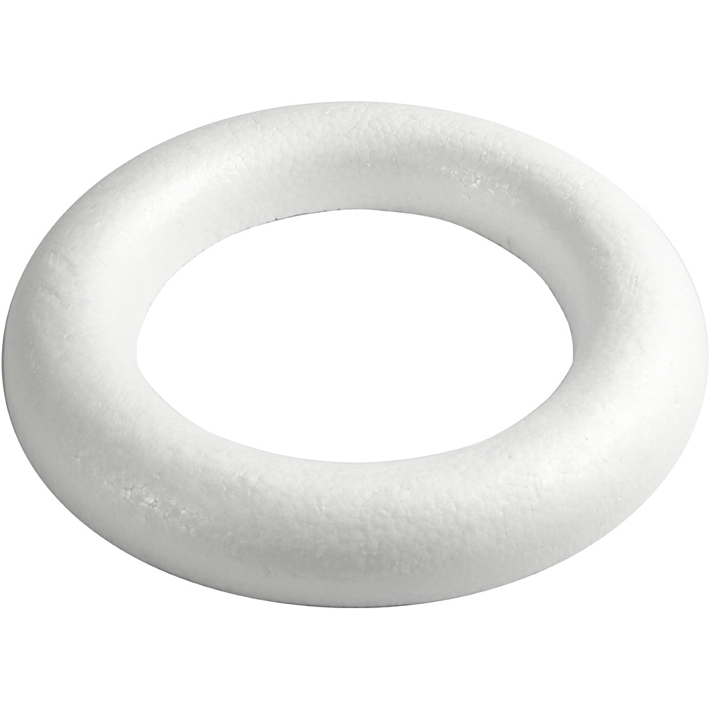 Creativ company styropor ring wit met platte achterkant, 35cm
