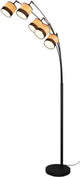 Rl vive tu luz realidad bolzano - lámpara de pie - negro mate - excl. 5x e14 10w - interruptor de pie - pantalla aspecto madera