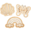 Creativ Company forma in legno con fori, arcobaleno, conchiglia, farfalla, misura 7,5-13 cm, 6 pezzi 1 scatola
