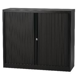 Armadio con porta a rulli basso in acciaio 100x43x103 cm nero 1 ripiano