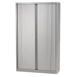 Armadio con ante a rulli alto in acciaio 100x43x198 cm argento 4 ripiani