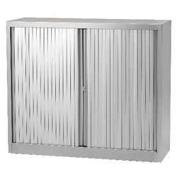 Armadio con porta a rulli basso in acciaio 120x43x103 cm argento 1 ripiano