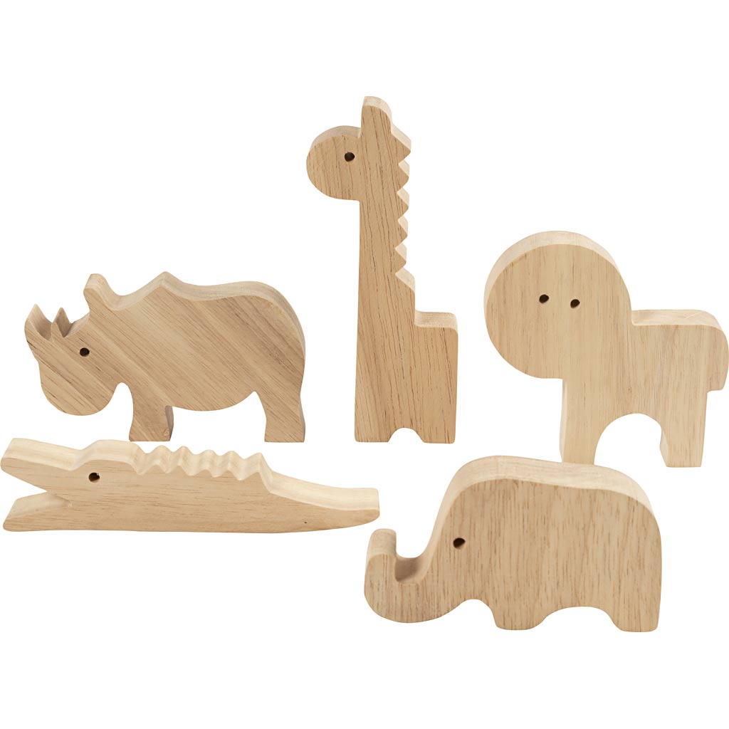 Creativ company animales de madera, safari, h: 3-14,5 cm, grosor 2 cm, 10 piezas 1 caja