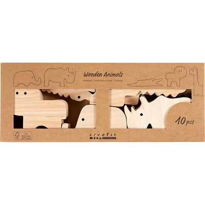 Creativ company animali in legno, safari, h: 3-14,5 cm, spessore 2 cm, 10 pezzi 1 scatola