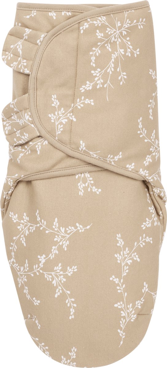 Meyco baby branches swaddle inbakerdoek gevoerd - sand - 0-3 maanden - 2.0 tog