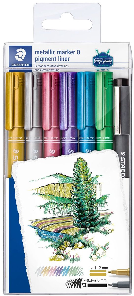 Penna metallica Staedtler Design Journey - set promozionale 6 colori + rivestimento pigmentato gratuito