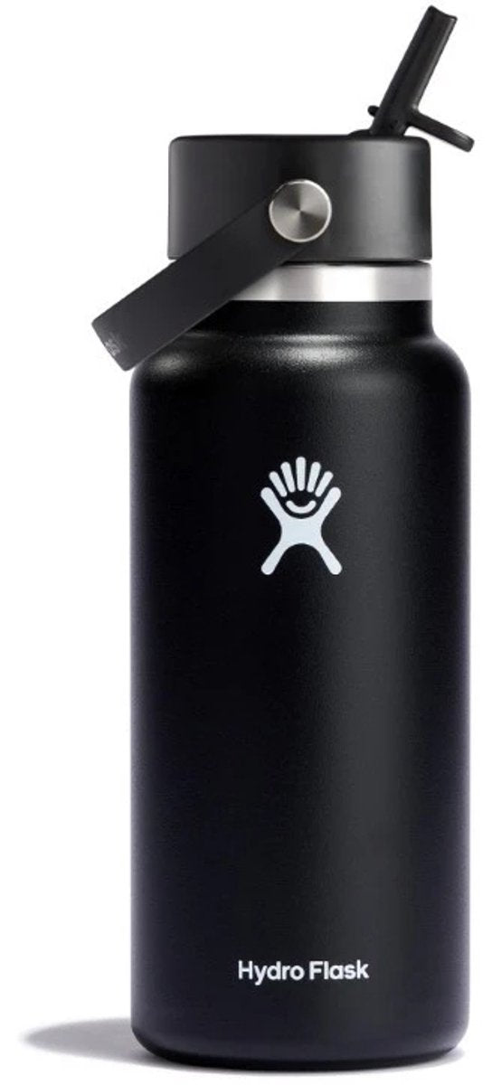 Borraccia Hydro con tappo in paglia flessibile largo - borraccia da 946 ml - acciaio inossidabile - nero