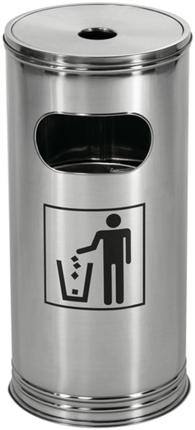 Cenicero de pie Wesco | 15 litros | metales - acero inoxidable | Papelera con cenicero de pie.