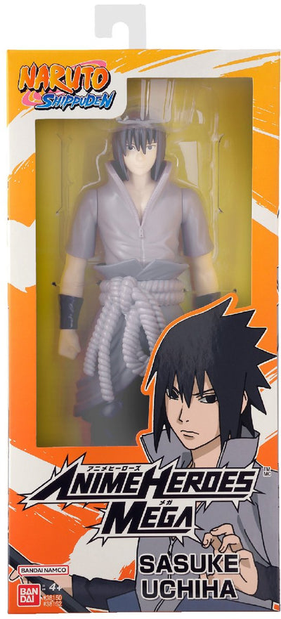 Bandai - eroi anime - naruto shippuden - eroi anime mega figura da 30 cm - sasuke uchiha - action figure grande - figura manga - naruto con licenza ufficiale - giocattoli per bambini 4+ - 38152