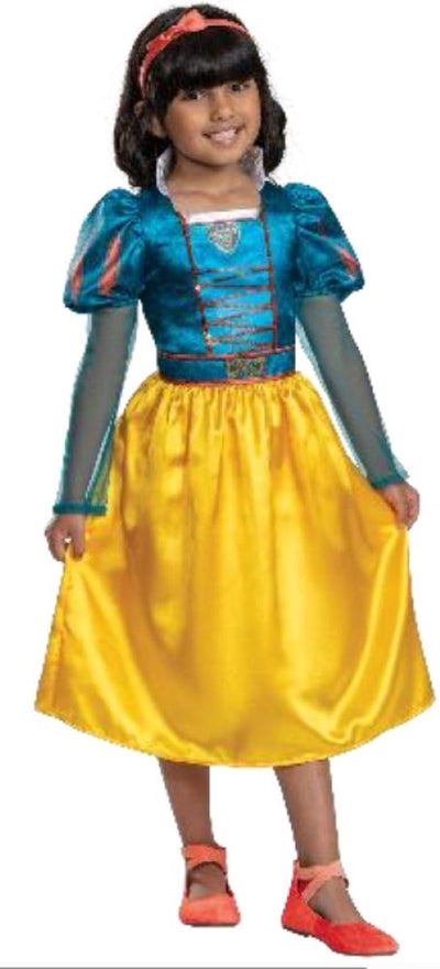 Disfraz disney - blancanieves live action, vestido clasico de blancanieves live action, talla m (7-8 años)