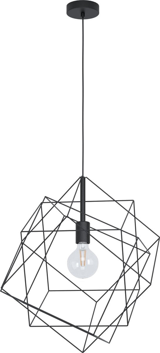 Eglo straiton - hanglamp - e27 - ø 51,5 cm - industrieel - zwart