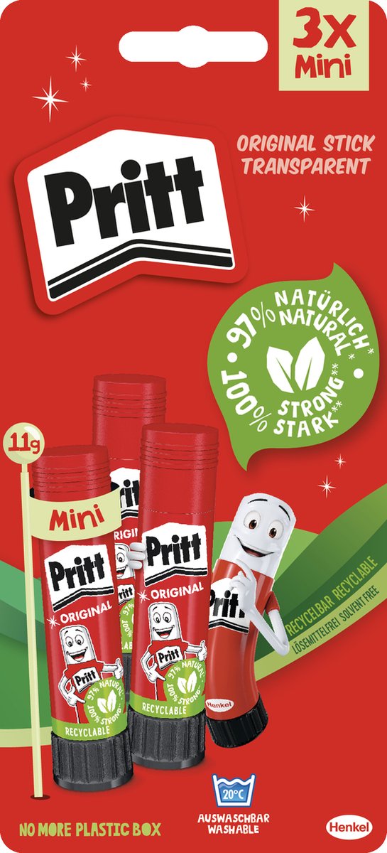 Pritt original 3x11 g blistercard | | voordeel blister | voordelig makkelijk te gebruiken.