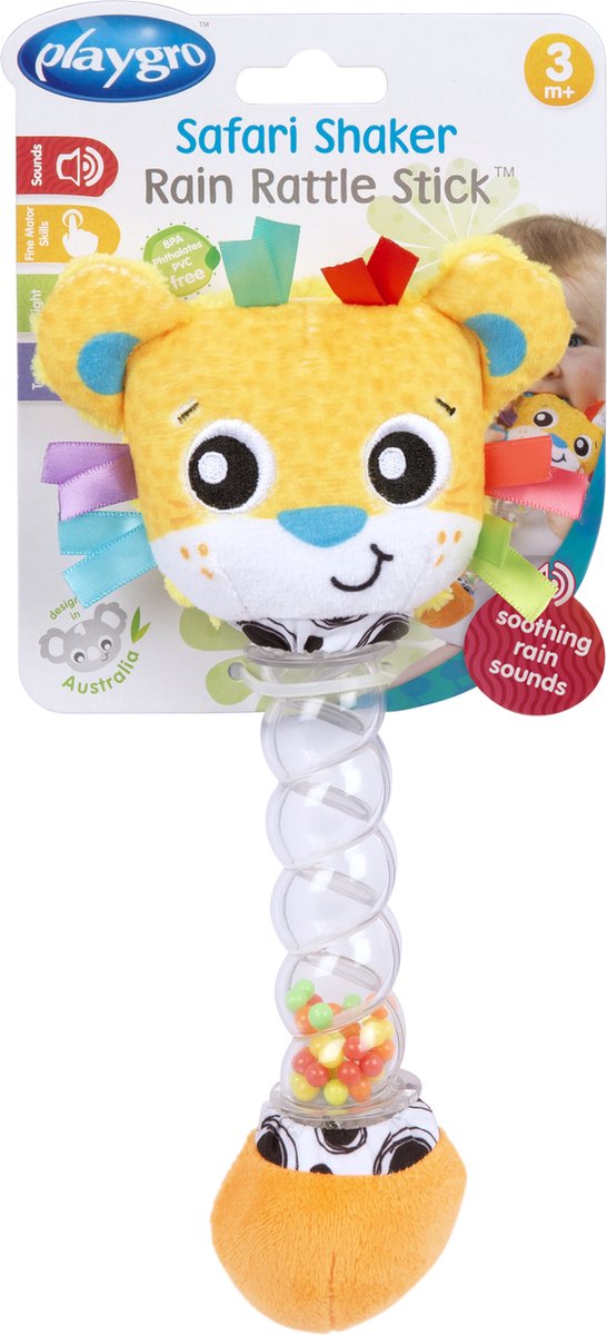 Playgro Safari Shaker Rain sonaglio bastone - sonaglio - giocattoli per bambini - giocattoli 1 anno - giocattoli per bambini - sonaglio per bambini