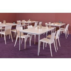 Meeting and canteen table 120x80x74cm white aluminum