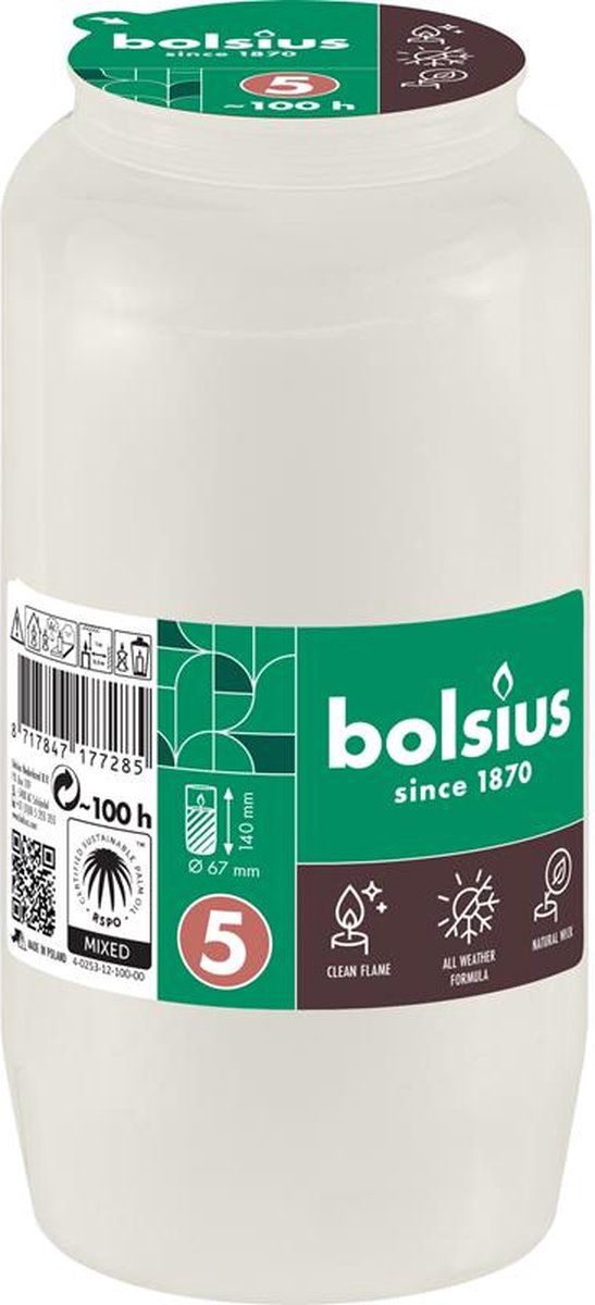 Lámpara de tumba Bolsius compo nº5 blanca