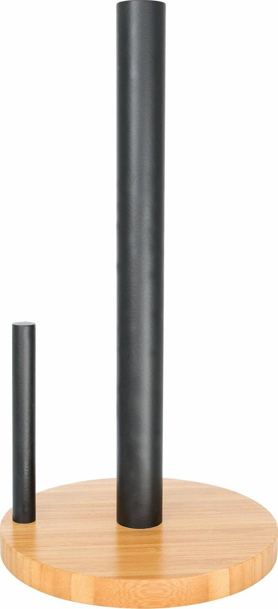 Point-virgule keukenrolhouder - bamboe - zwart - ø 15cm h 29cm
